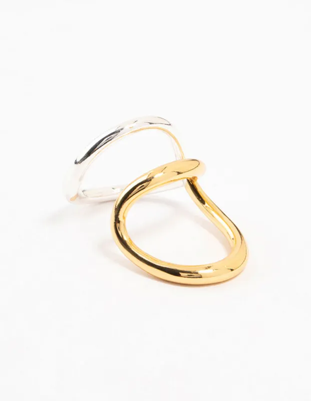 MEJURI Mixed Tube Ring ミックス チューブ リング 18k Gold Vermeil and Sterling Silver Handcrafted Mixed Tube