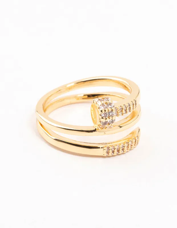 Gold Plated Cubic Zirconia Nail Wrapped Ring sold by lovisa