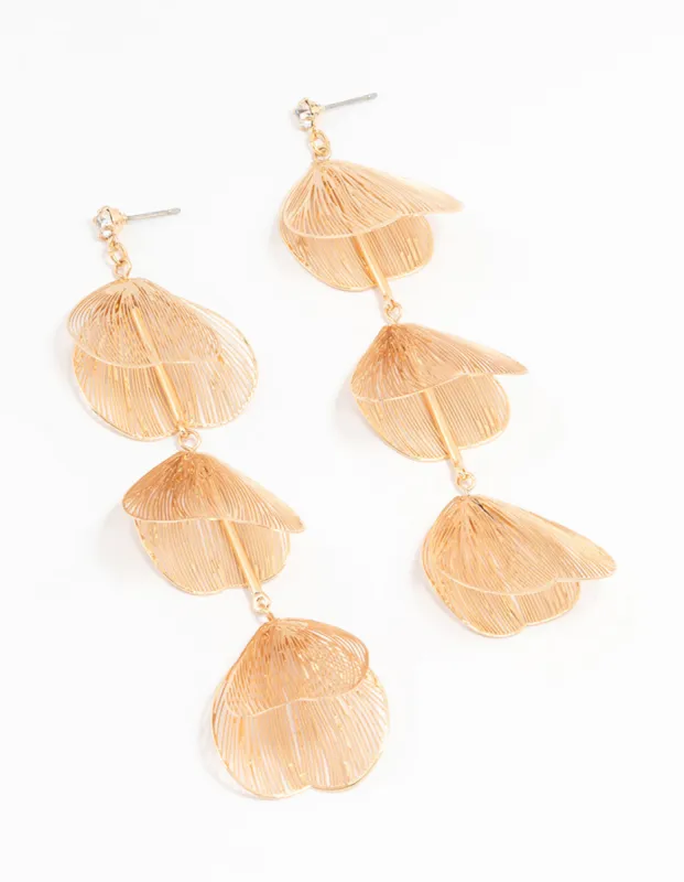 Gold Lazercut Petal Drop Earrings sold by lovisa