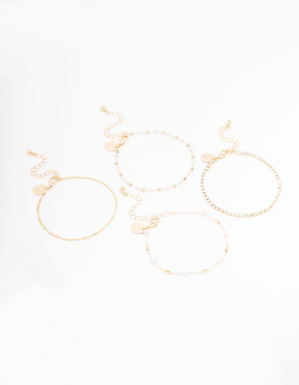 Gold Dainty Pearl Bracelet 4-Pack sold by lovisa