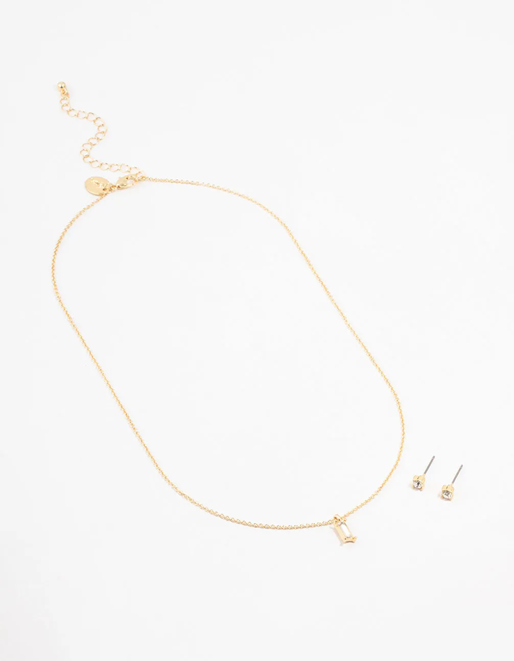 Gold Plated Baguette Necklace & Stud Earrings Set sold by lovisa product image thumbnail 2
