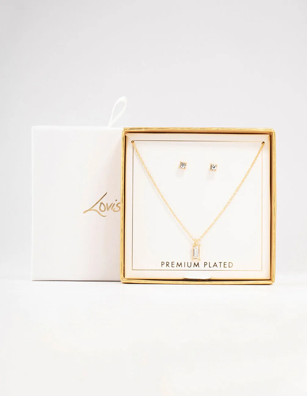 Gold Plated Baguette Necklace & Stud Earrings Set sold by lovisa product image thumbnail 3