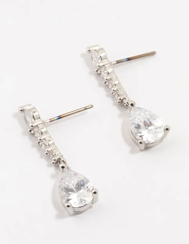 Silver Cubic Zirconia Drop Earrings sold by lovisa