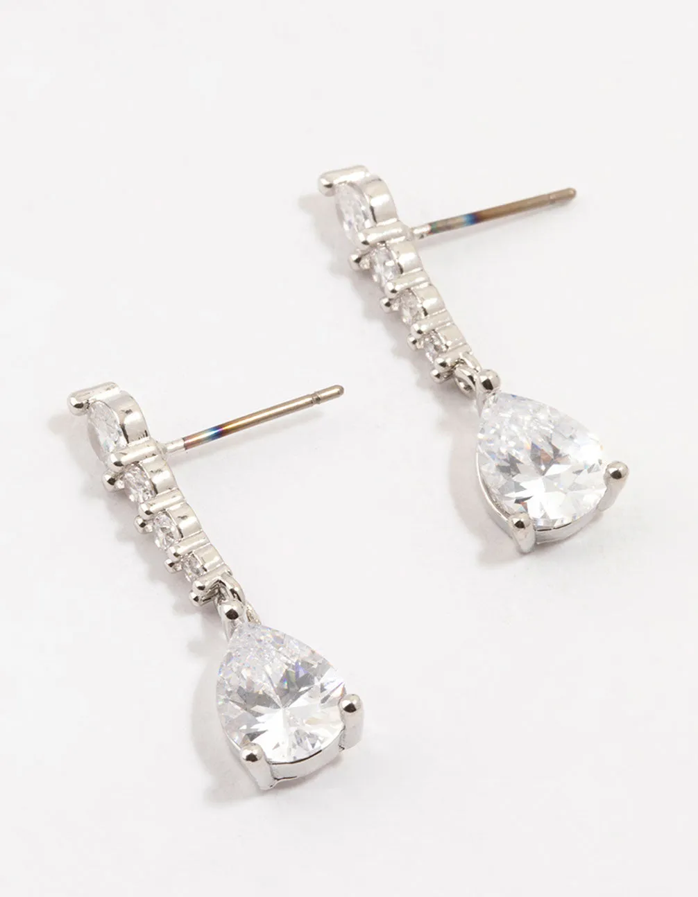 Silver Cubic Zirconia Drop Earrings sold by lovisa
