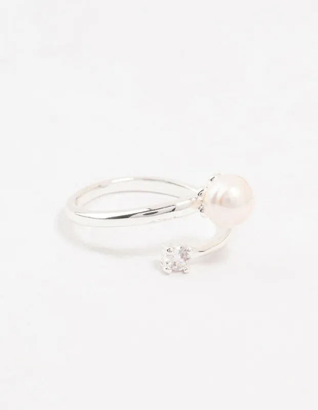 Silver Plated Dainty Cubic Zirconia Wrapped Ring sold by lovisa
