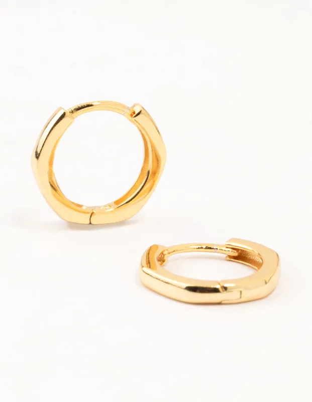 Gold Plated Sterling Silver Mini Hexagon Hoop Earrings sold by lovisa
