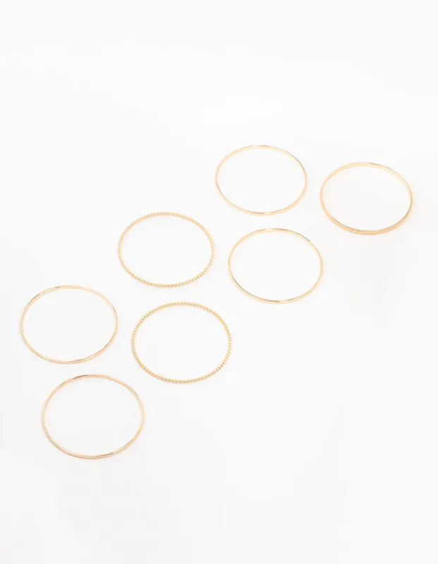 Gold Mixed Textured Bangle Bracelets 5-Pack sold by lovisa