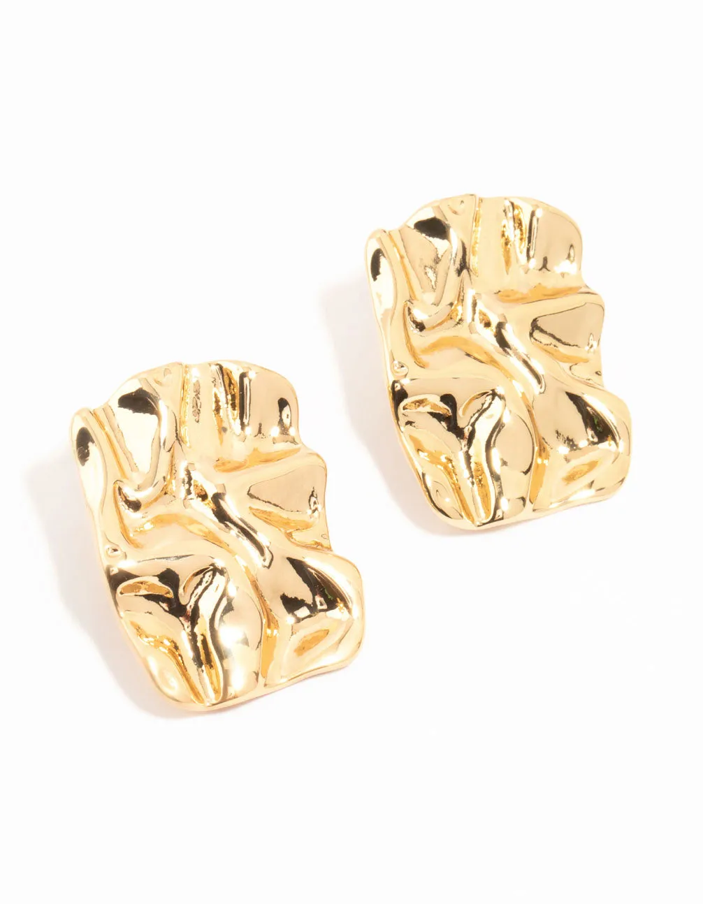 Gold Plated Molten Rectangle Stud Earrings sold by lovisa