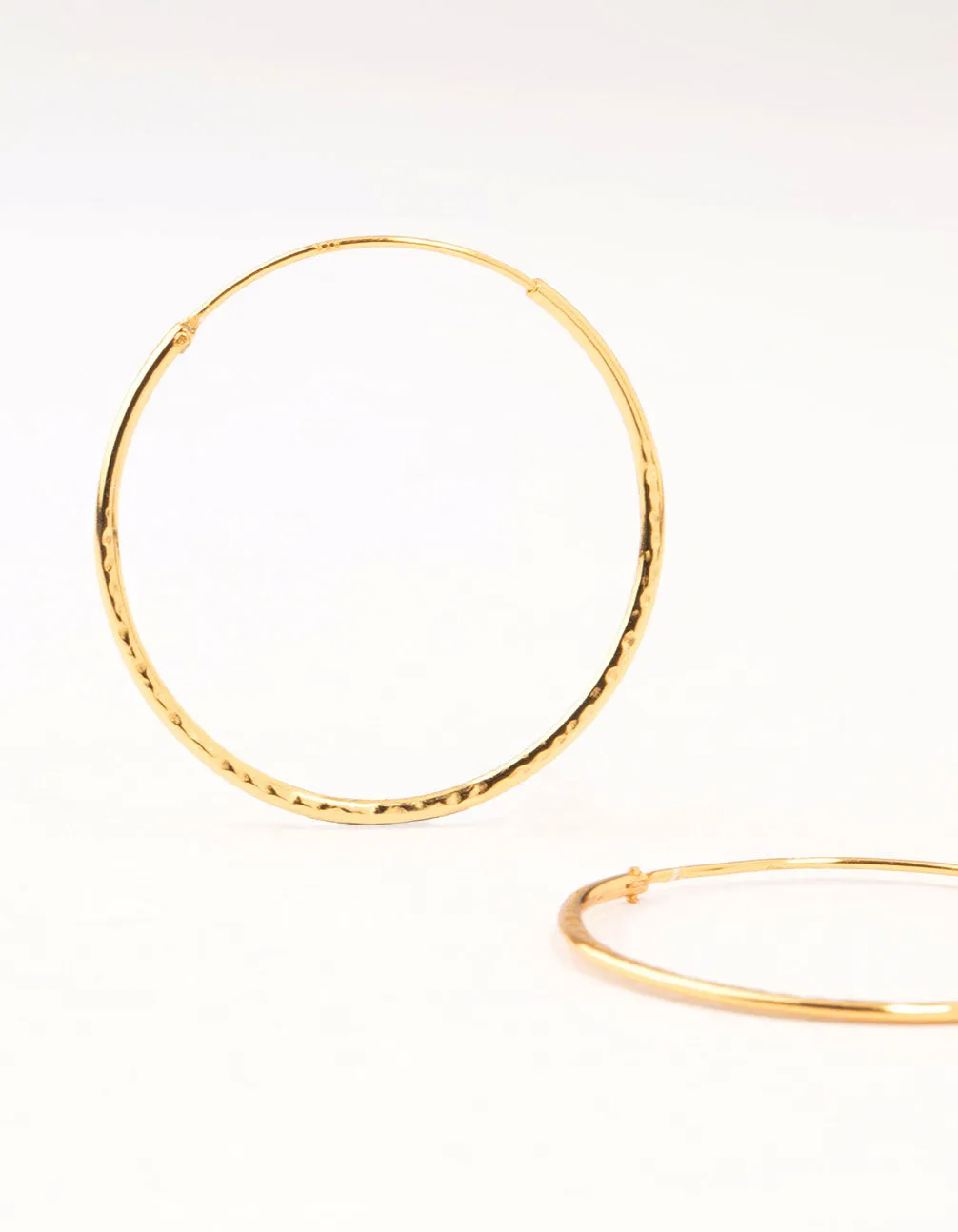 Gold Plated Sterling Silver Textured Hoop Earrings sold by lovisa product image thumbnail 2