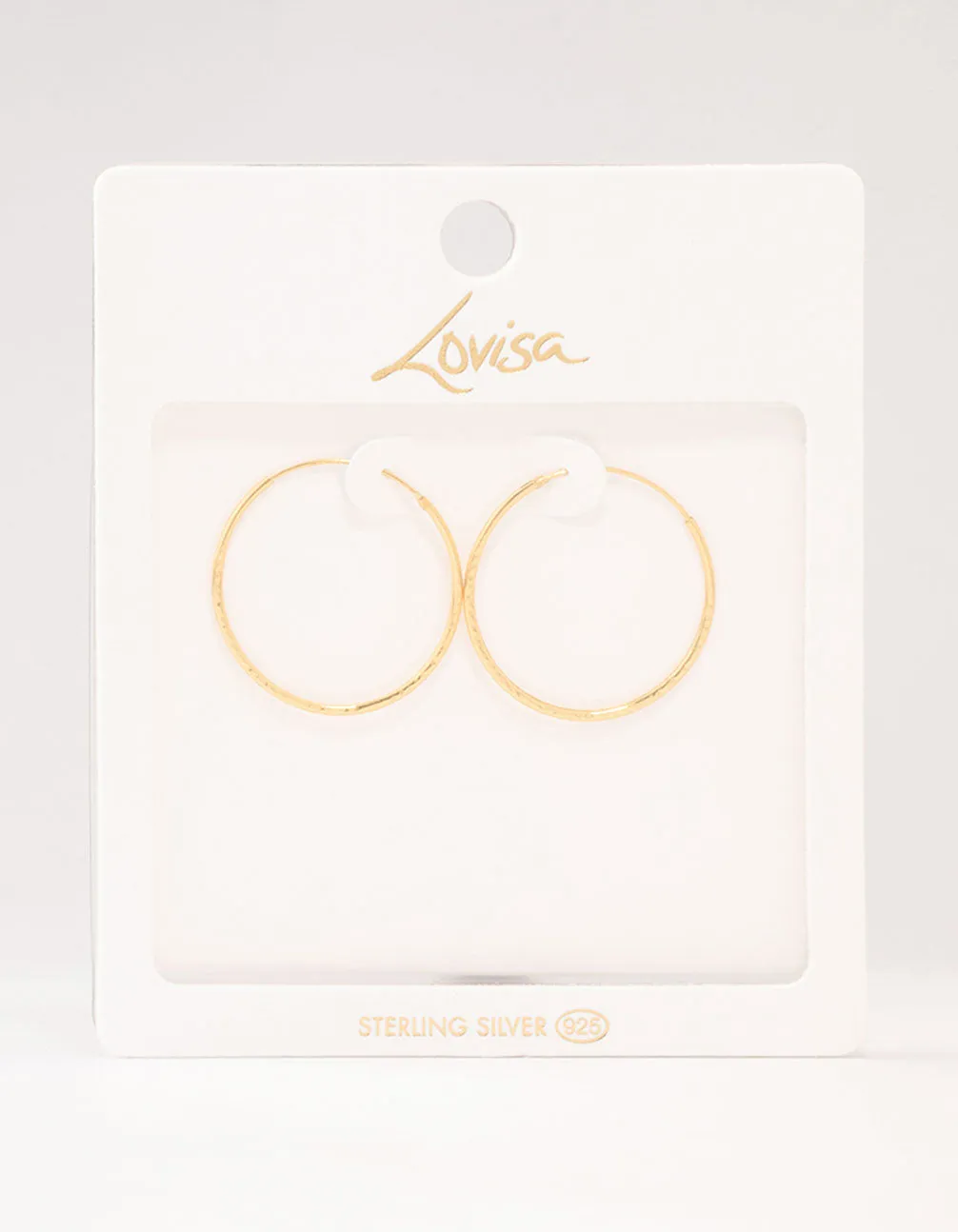 Gold Plated Sterling Silver Textured Hoop Earrings sold by lovisa product image thumbnail 3
