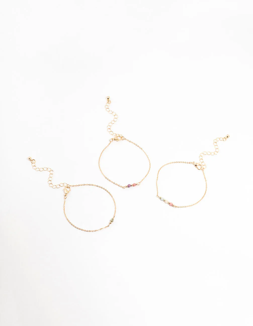 Gold Facet Beaded Bracelets 3-Pack sold by lovisa