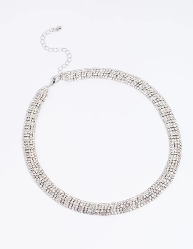 Rhodium Diamante Drop Necklace sold by lovisa