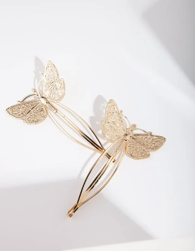 Gold Filigree Butterfly Clip Pack sold by lovisa
