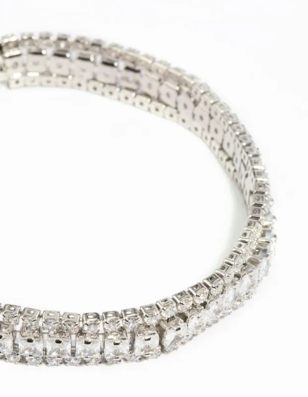 Rhodium Cubic Zirconia Wide Bracelet sold by lovisa