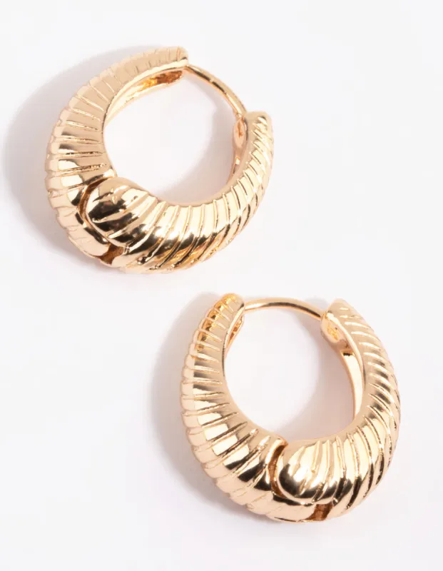 Gold Croissant Oval Huggie Hoop Earrings sold by lovisa