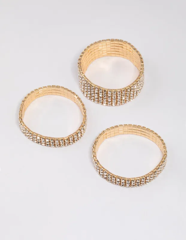 Gold Mixed Width Cupchain Bracelet Pack sold by lovisa