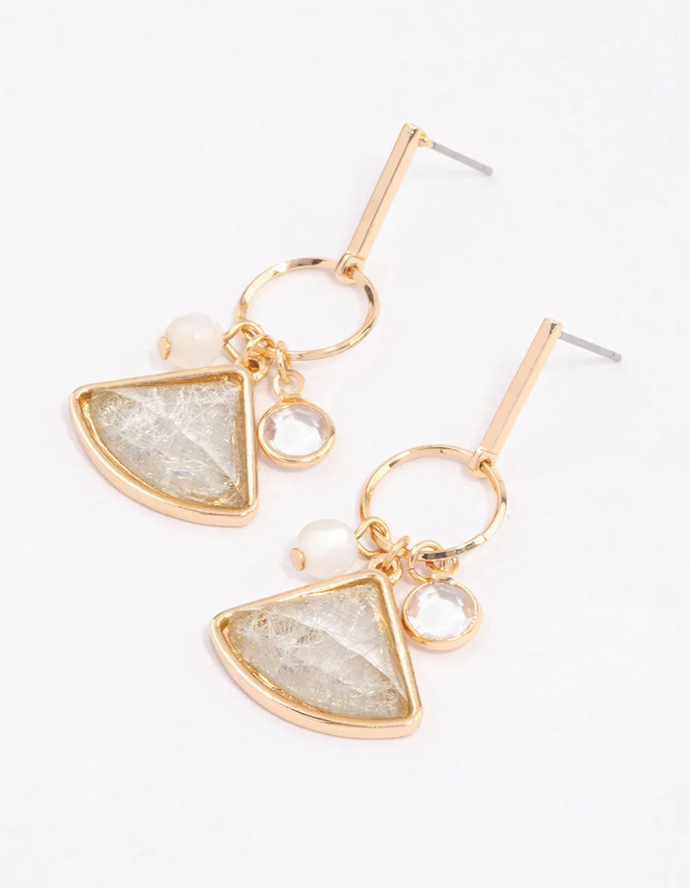 Green Triangular Beaded Drop Earrings sold by lovisa