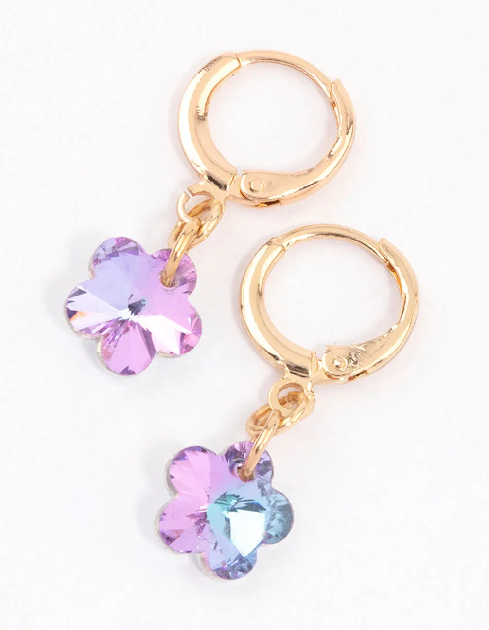 Purple Basic Diamante Flower Huggie Earrings sold by lovisa