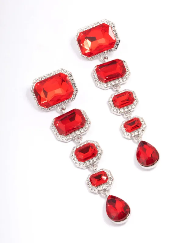 Red Graduating Multi Drop Earrings sold by lovisa