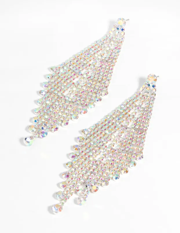 Silver Diamante Drape Earrings sold by lovisa