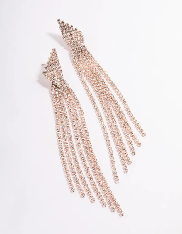 Rose Gold Statement Stand Twist Drop Earrings sold by lovisa