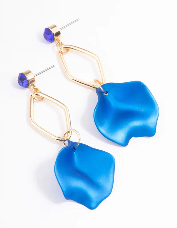 Blue Diamante Open Petal Drop Earrings sold by lovisa