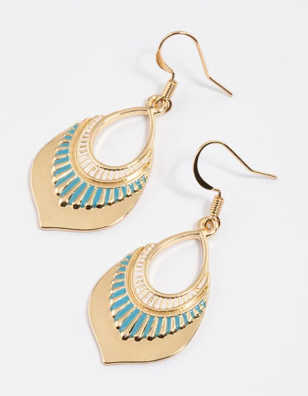 Blue Etched Lantern Drop Earrings sold by lovisa