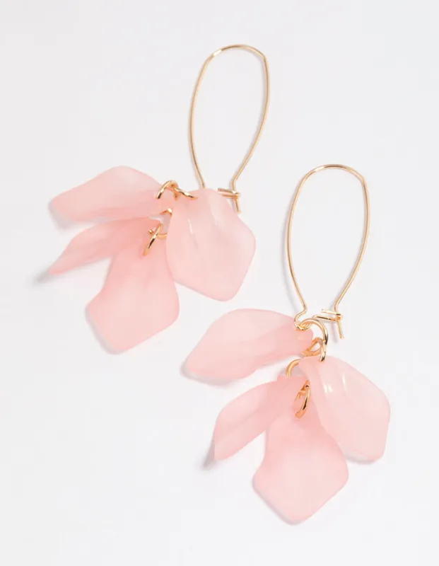 Pink Simple Petal Cluster Drop Earrings sold by lovisa