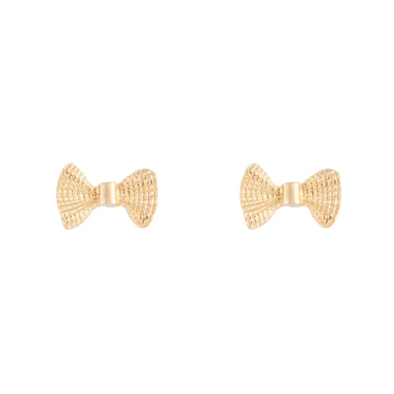 Gold Metal Bow Stud Earrings sold by lovisa