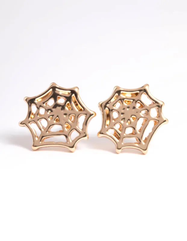 Gold Spiderweb Stud Earrings sold by lovisa