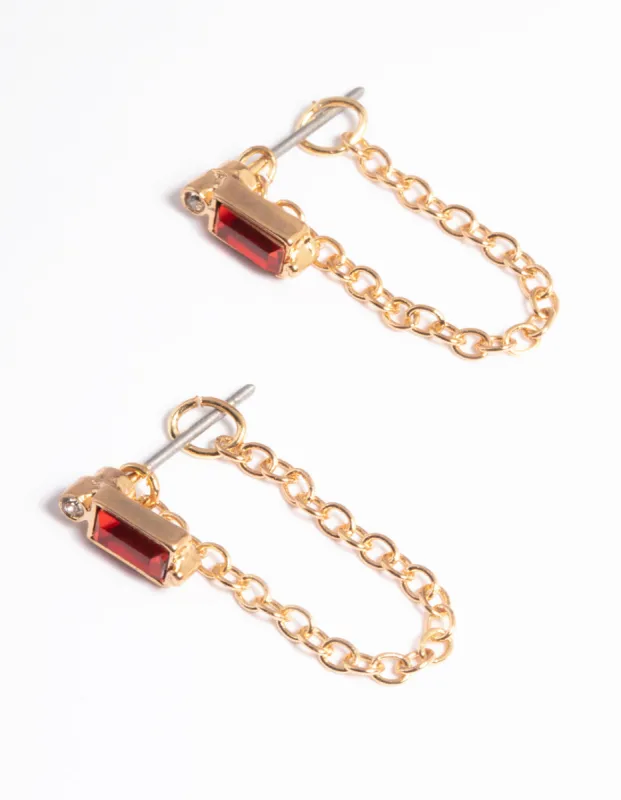 Gold Emerald Chain Front & Back Earrings sold by lovisa