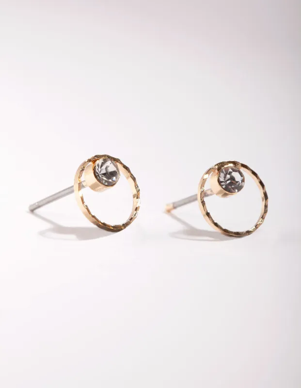 Gold Mini Circle Dia Stud Earrings sold by lovisa