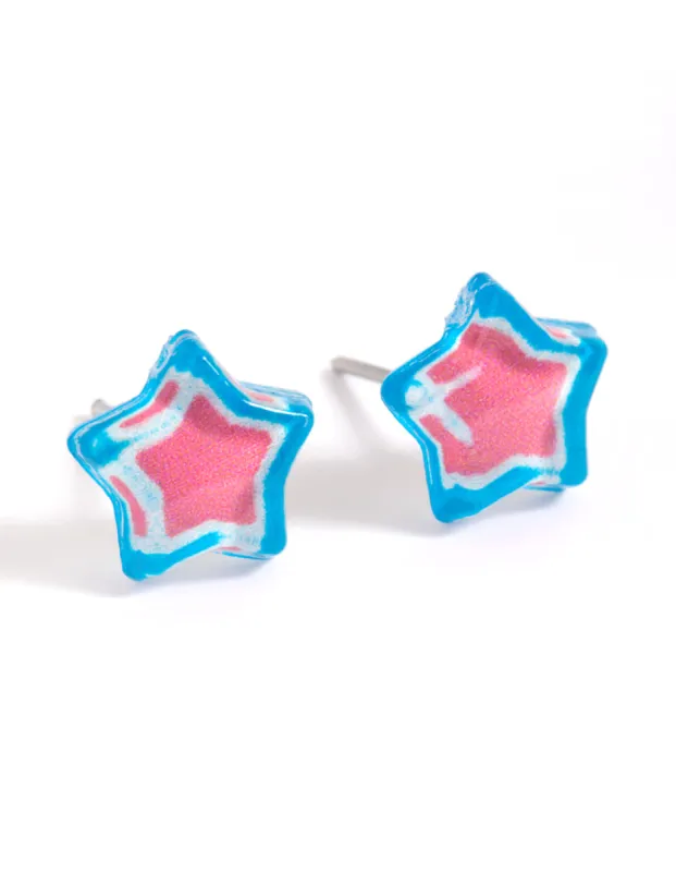 Plastic Resin Star Stud Earrings sold by lovisa