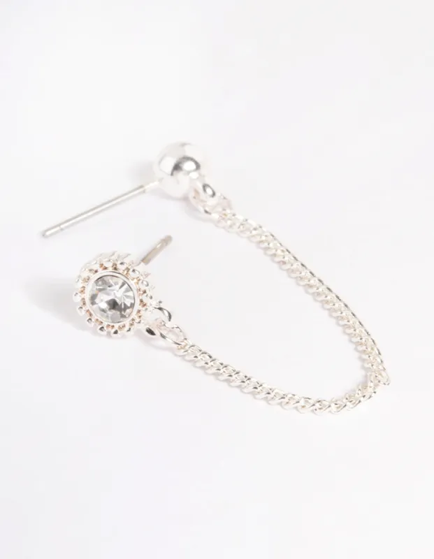 Silver Diamante & Ball Chain Earrings sold by lovisa