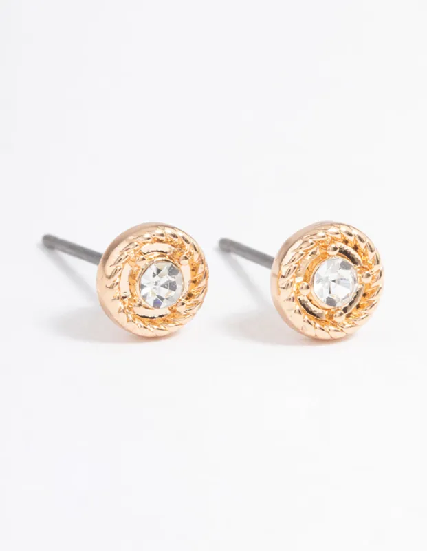Gold Simple Stone Stud Earrings sold by lovisa