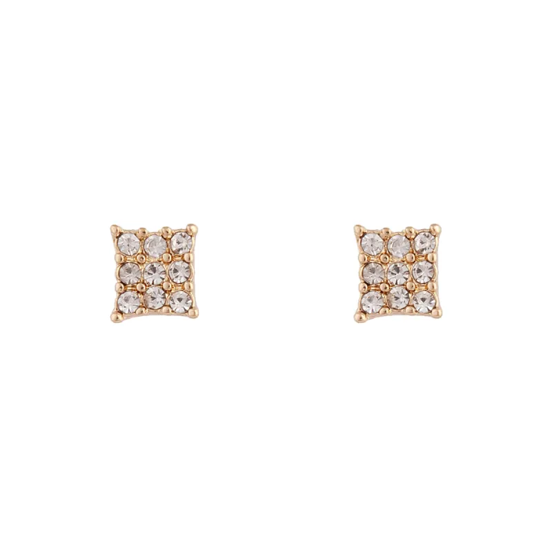 Gold Diamante Pave Square Stud Earrings sold by lovisa