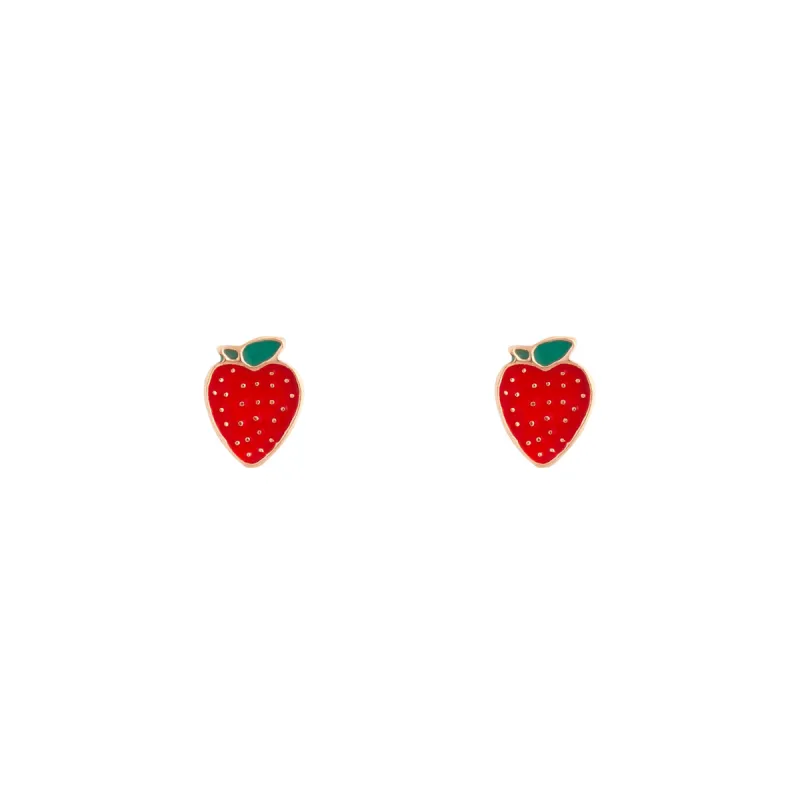 Gold Red Strawberry Stud Earrings sold by lovisa