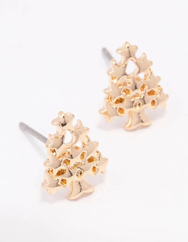 Gold Plain Christmas Tree Stud Earrings sold by lovisa