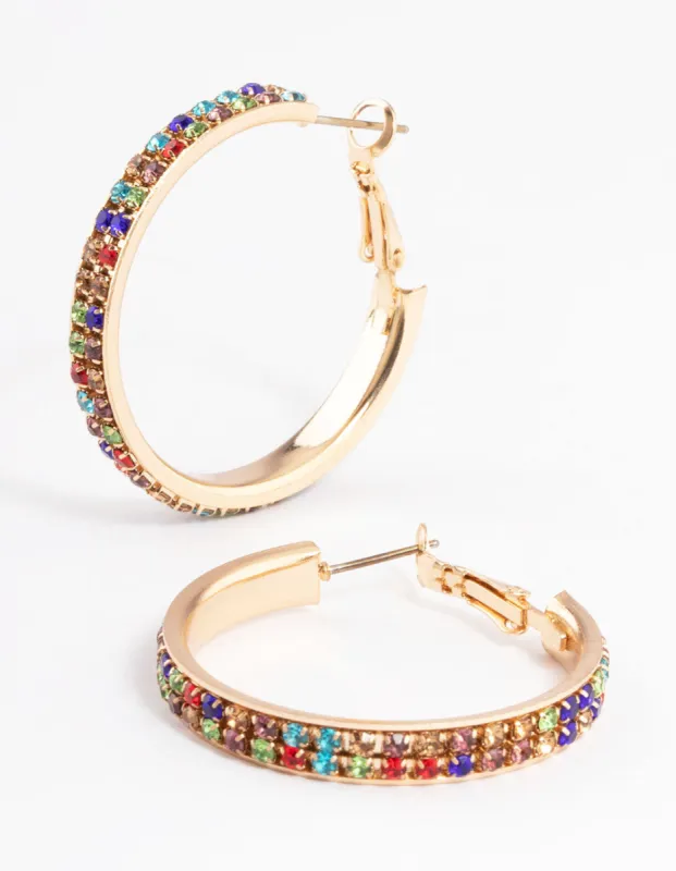 Gold Medium Double Cupchain Hoop Earrings sold by lovisa