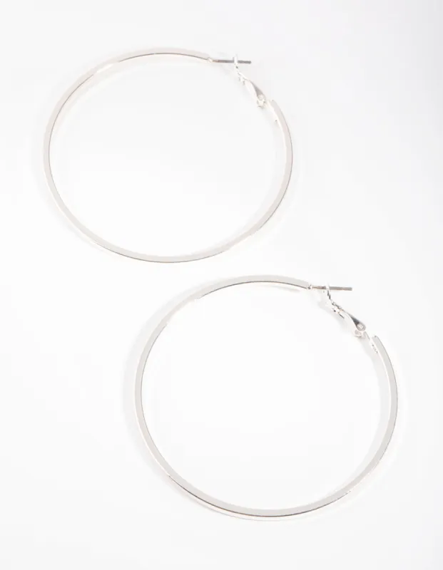 Large Silver Flat Hoop Earrings sold by lovisa