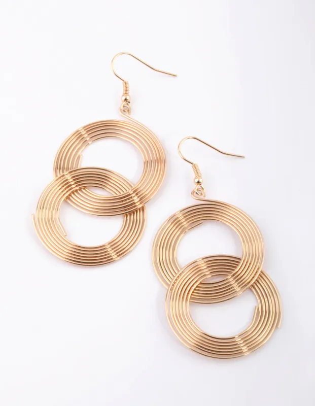Gold Linked Coil Drop Earrings sold by lovisa