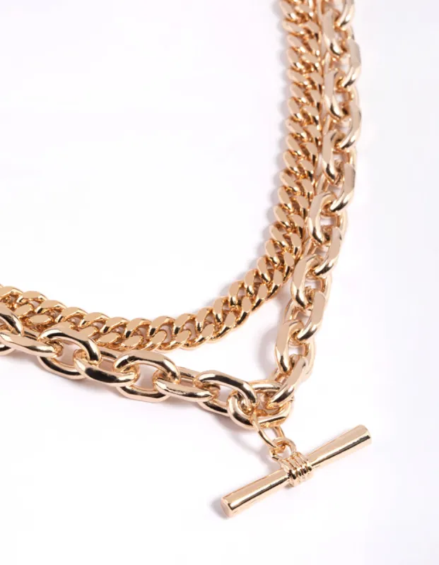 Gold Fob Chain Layered Necklace sold by lovisa
