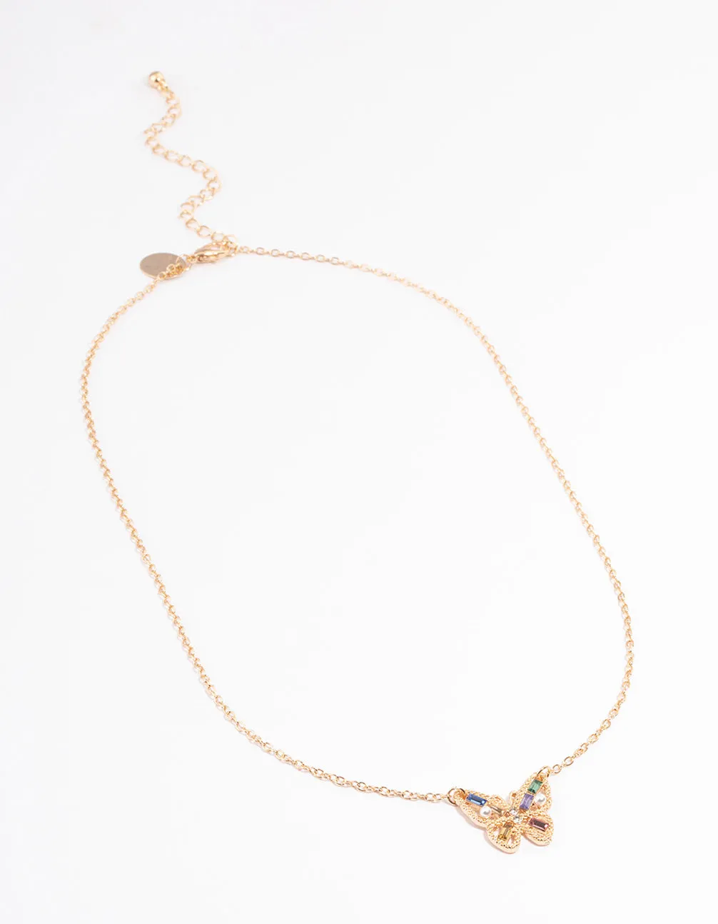 Gold Diamante & Pearl Butterfly Necklace sold by lovisa product image thumbnail 2