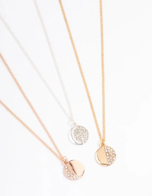 Mixed Metal Moon Phase Necklace Set sold by lovisa