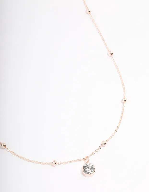Rose Gold Diamante Satelite Chain Necklace sold by lovisa
