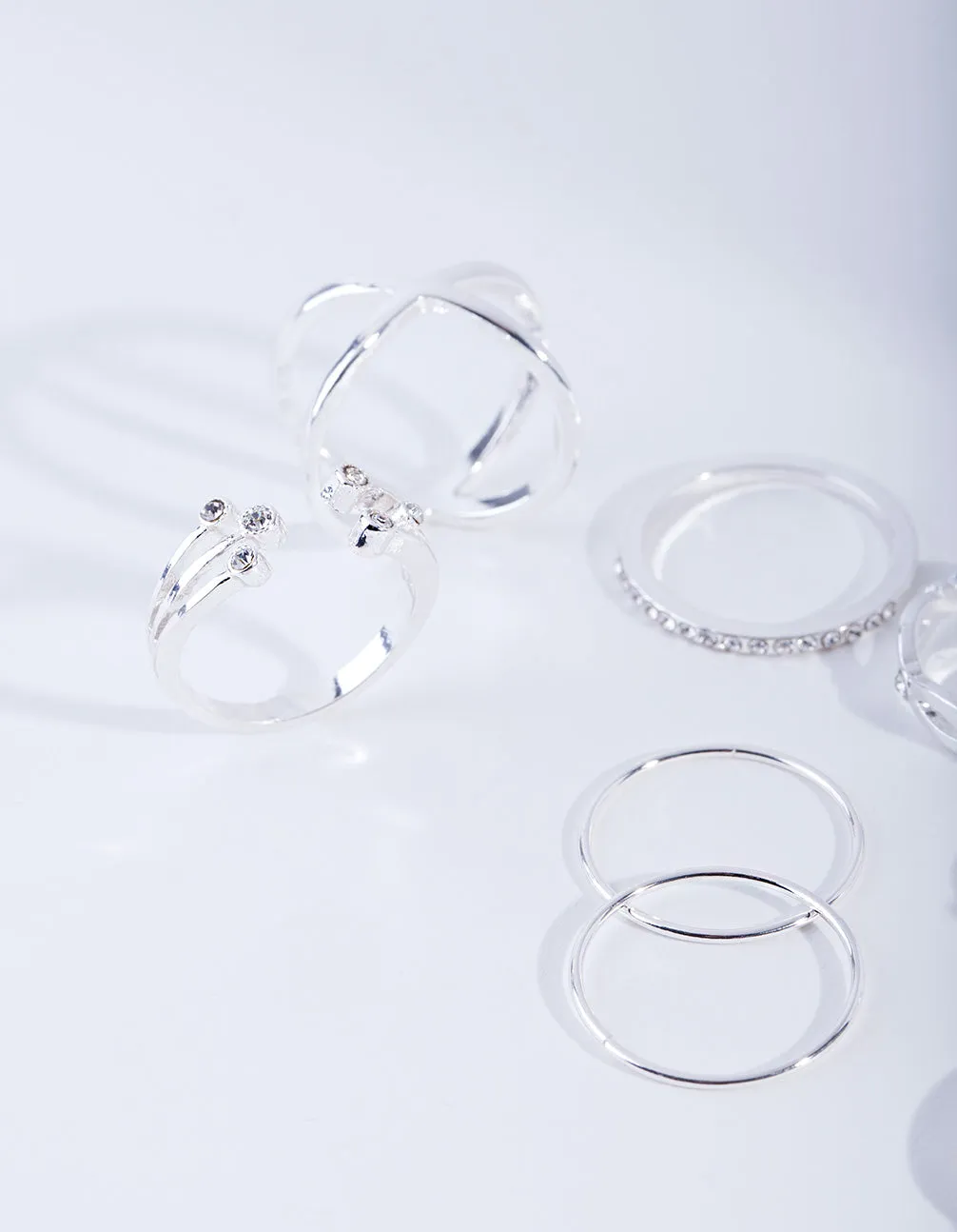 Silver Diamante Fine Mix Ring 8-Pack sold by lovisa product image thumbnail 2