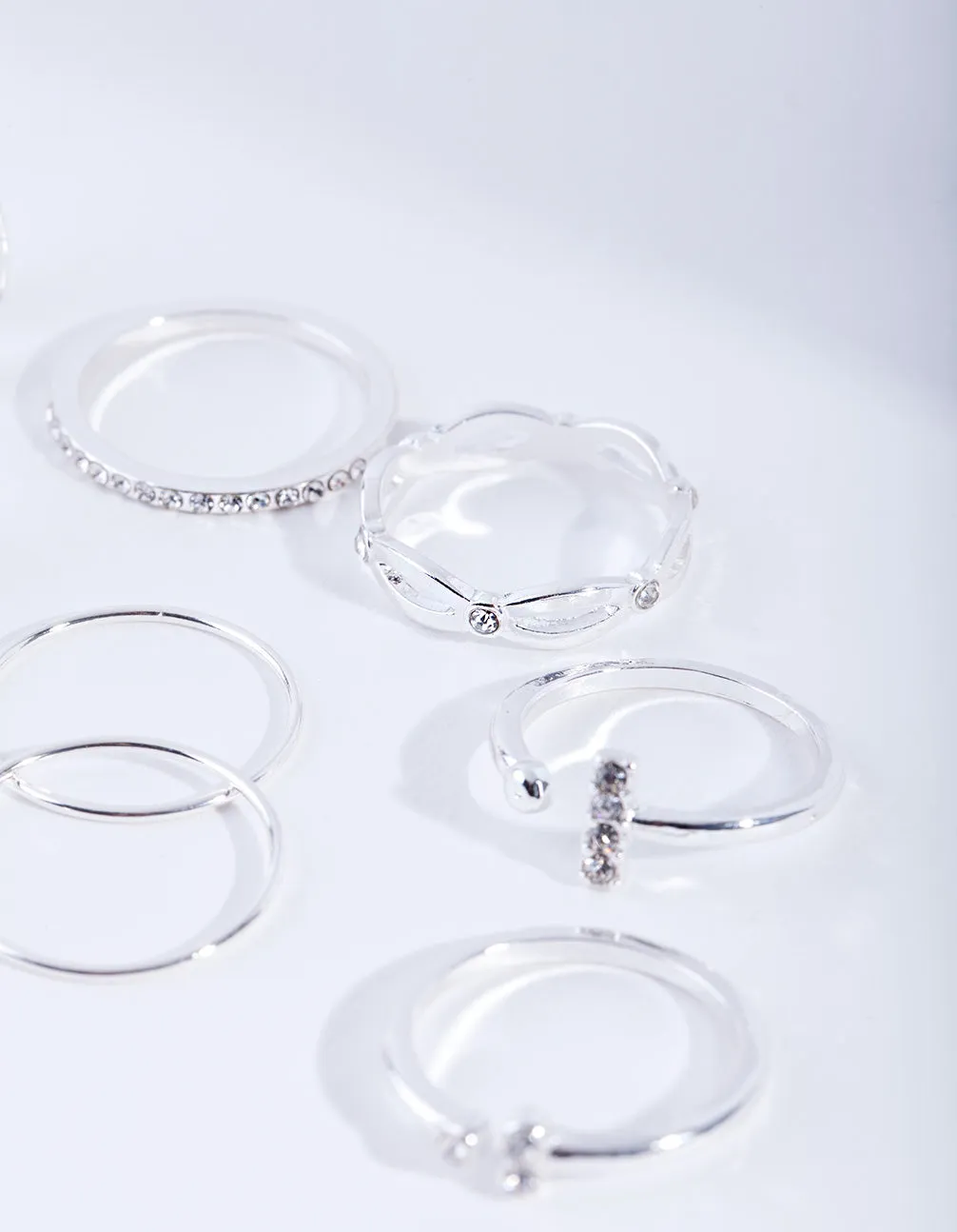 Silver Diamante Fine Mix Ring 8-Pack sold by lovisa product image thumbnail 3