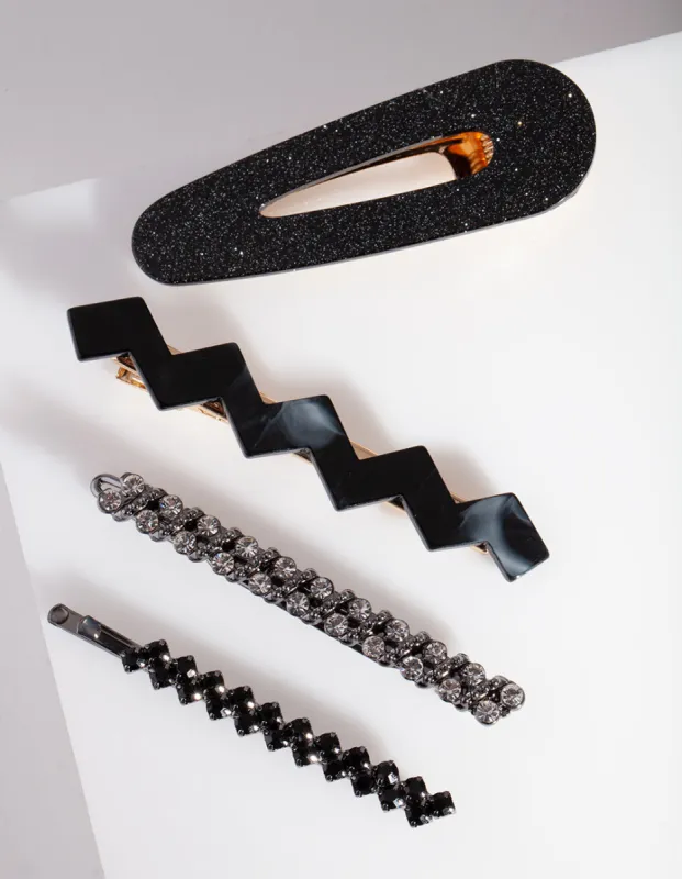 Mix & Match Black Acrylic Clip 4-Pack sold by lovisa