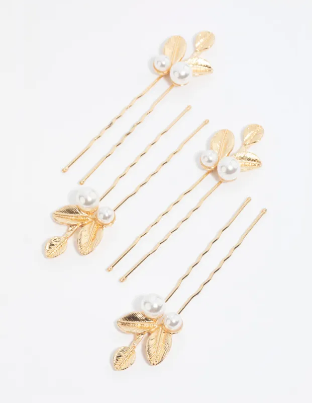 Gold Leaf & Pearl Pin Pack sold by lovisa