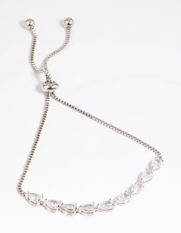 Rhodium Cubic Zirconia Pear Toggle Bracelet sold by lovisa